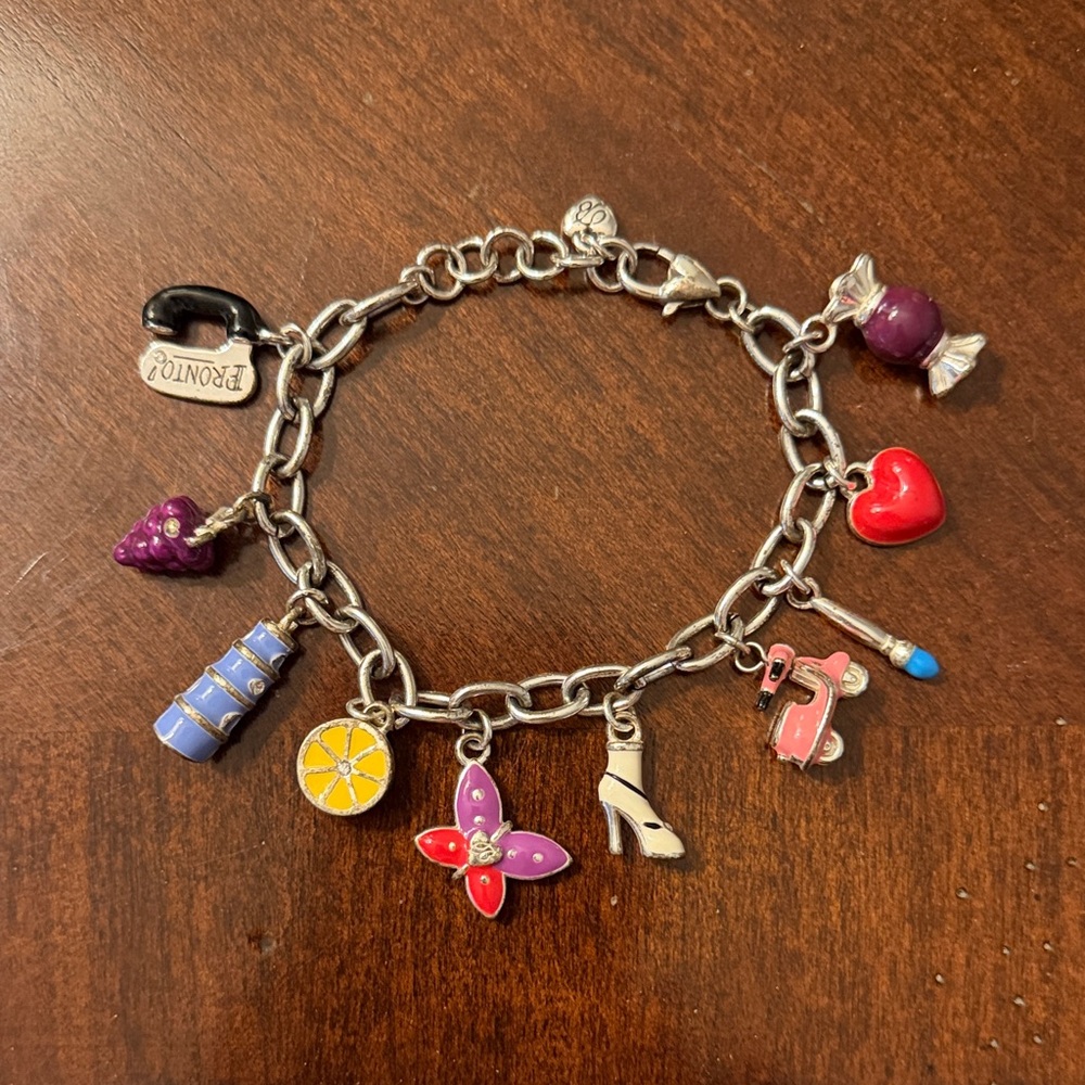 Brighton Silver Charm Bracelet with Colorful Charms